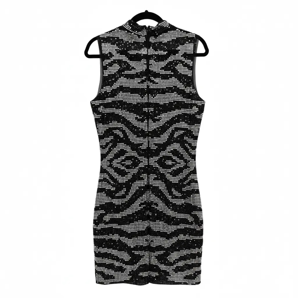 Black Transparent Dress with Stones, Silver and Black Marcella Acosta Couture Collection