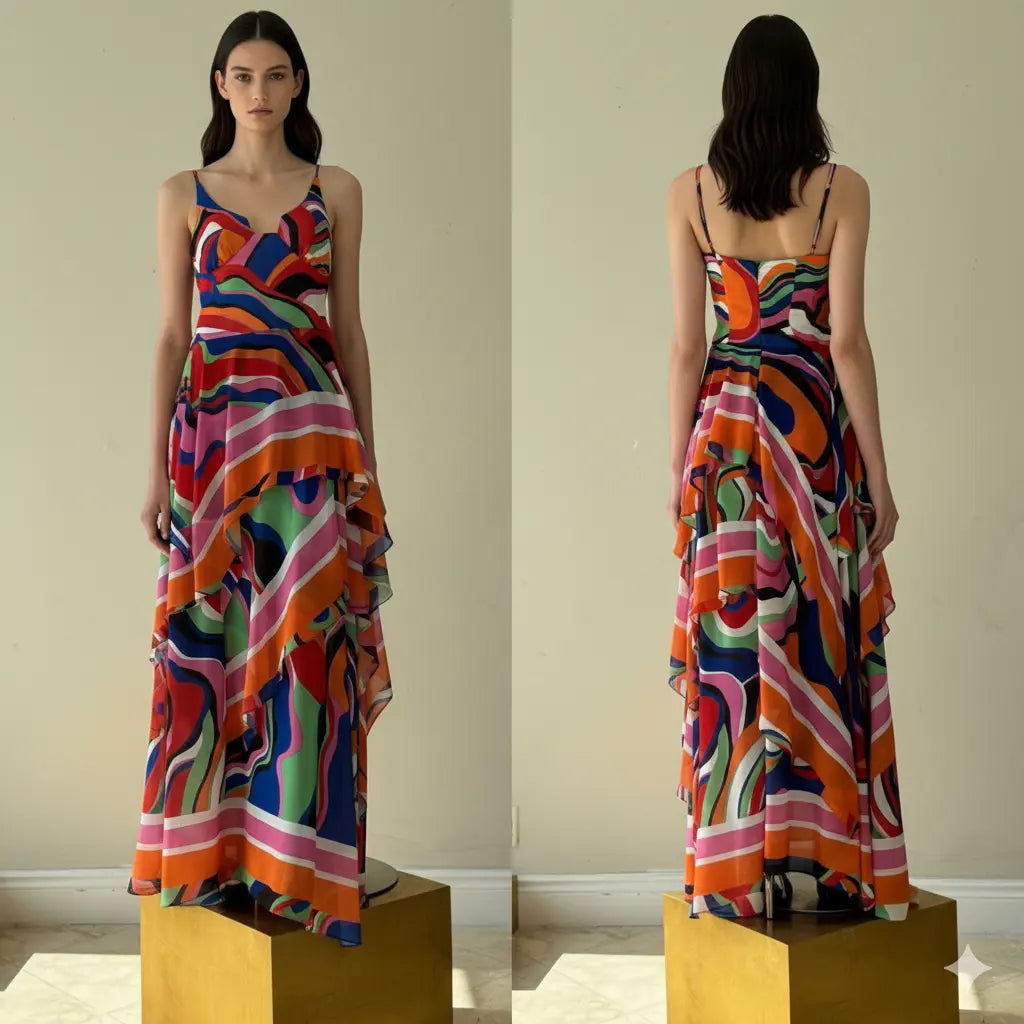 Colorful Long Dress Marcella Acosta Couture Collection