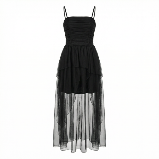 Black Strapless Tulle Dress