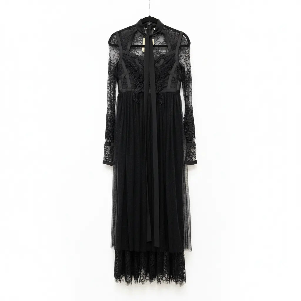 Black lace Long Gown Marcella Acosta Couture Collection