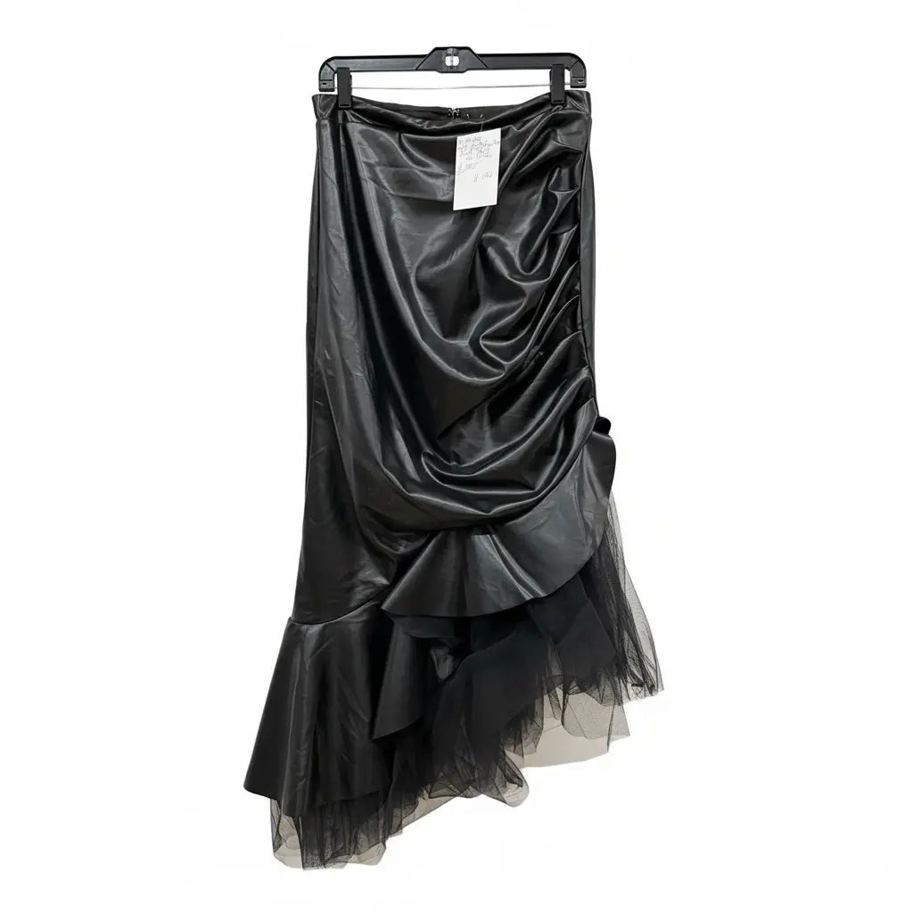 Faux Leather Midi Skirt. Marcella Acosta Couture Collection