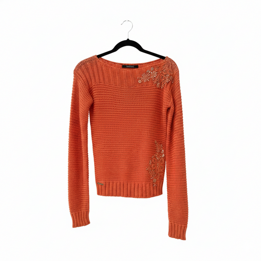 Monica Magni Hand-Made Top with Embroidered Flowers.