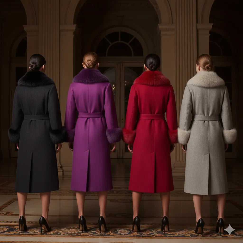 Alpaca and Fox Coat (Black, Purple, Red, Beige) Marcella Acosta Couture Collection