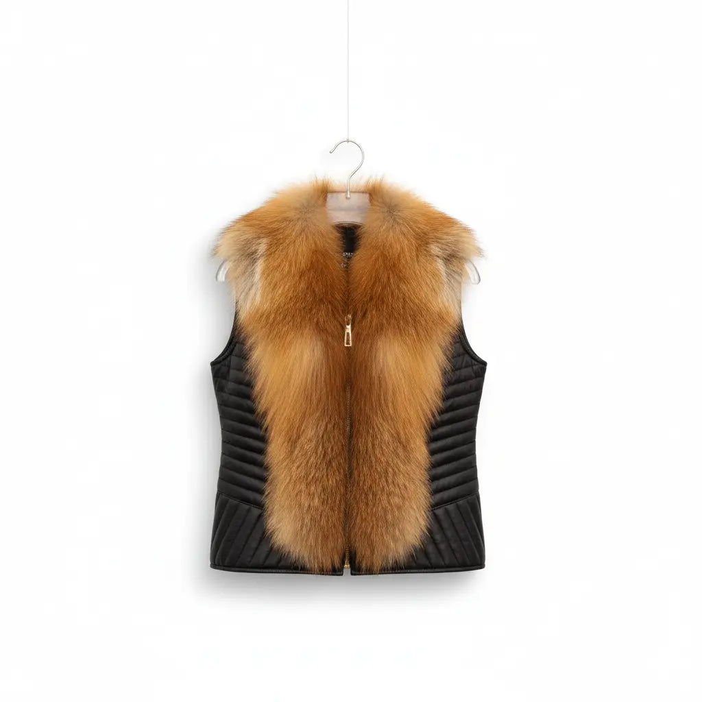 Fox and Leather Vest Marcella Acosta Couture Collection