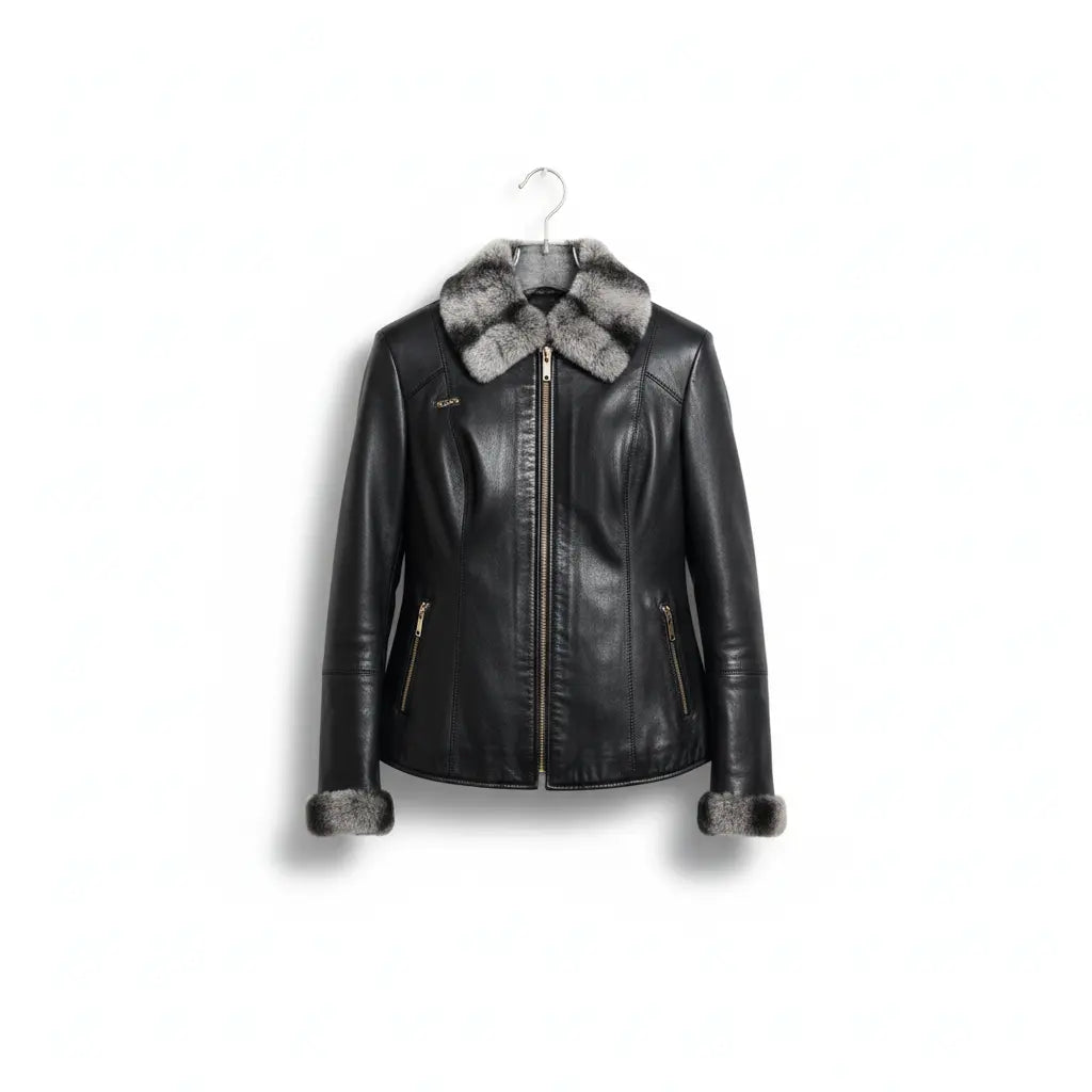 Chinchilla and Leather Reversible Jacket Marcella Acosta Couture Collection