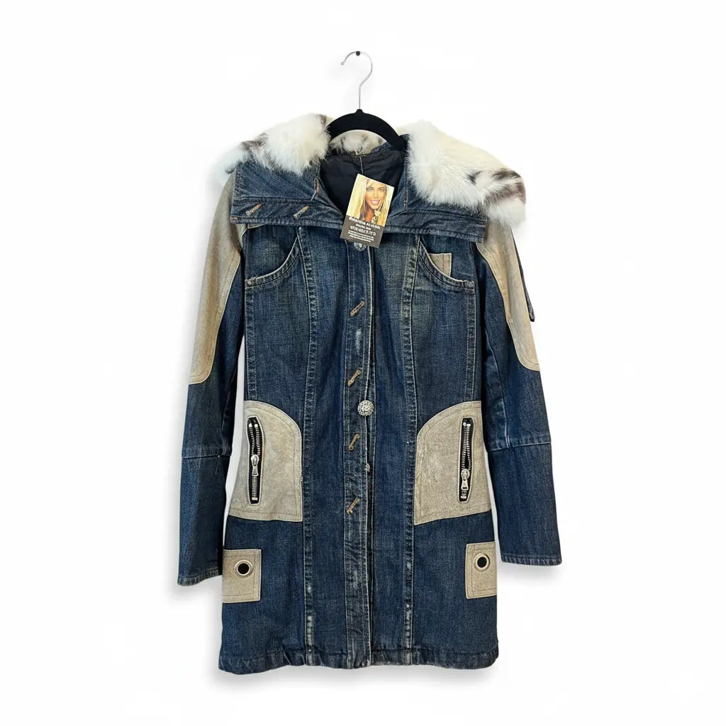 3/4 Jean, Fur, and Leather Jacket Marcella Acosta Couture Collection