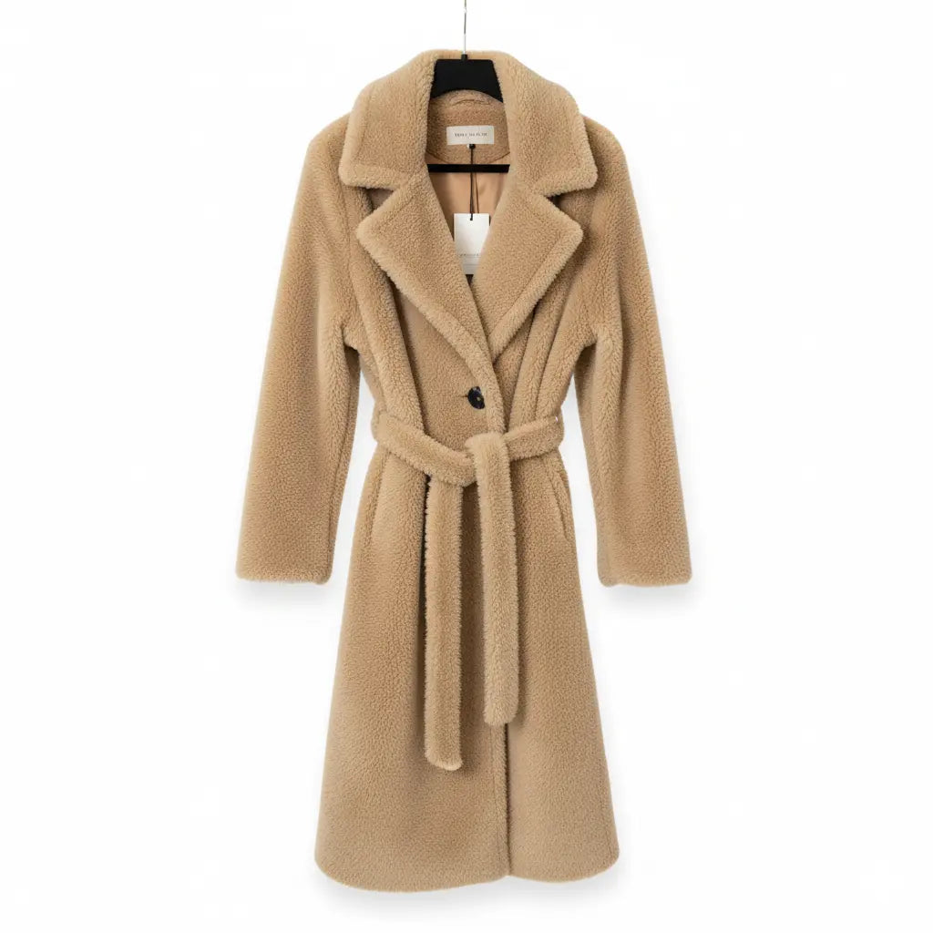 Beige Alcantara Fur 3/4 Jacket Marcella Acosta Couture Collection