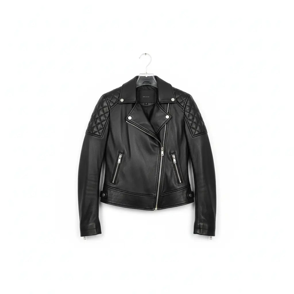 Faux Leather Zipper Jacket Marcella Acosta Couture Collection