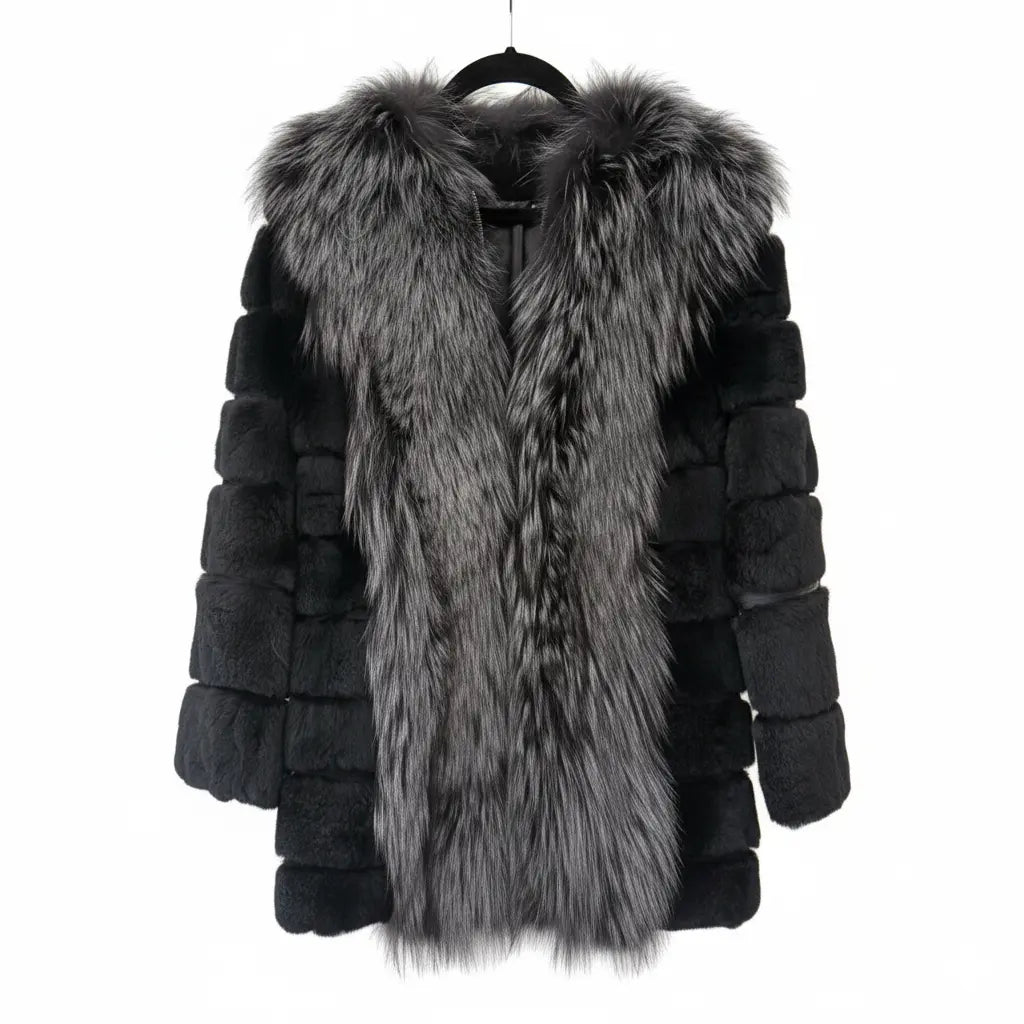 Black and Grey Fox Jacket Marcella Acosta Couture Collection