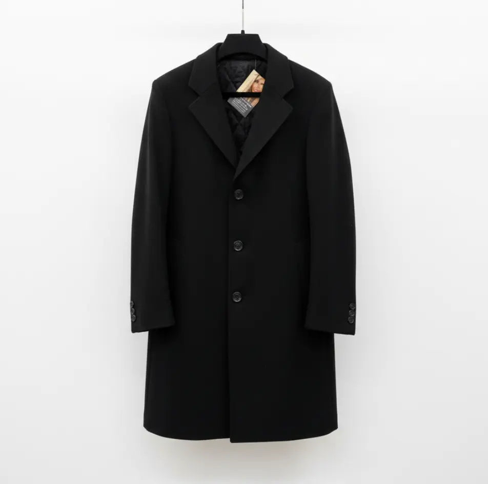 Italian Hand-Made Cashmere Black Coat Marcella Acosta Couture Collection