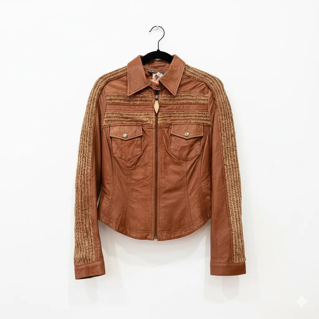 Brown Leather Jacket Marcella Acosta Couture Collection