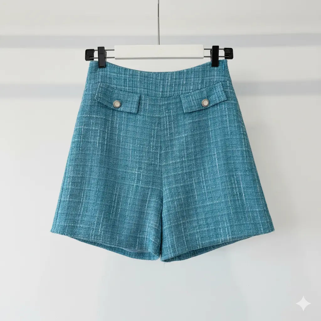 Blue Shorts Chanel Style Marcella Acosta Couture Collection