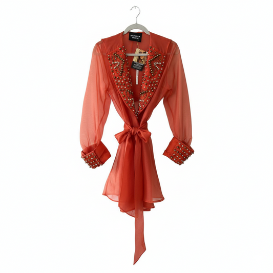 Marcella Acosta Dark Orange Jacket Silk Organza and Swarovski
