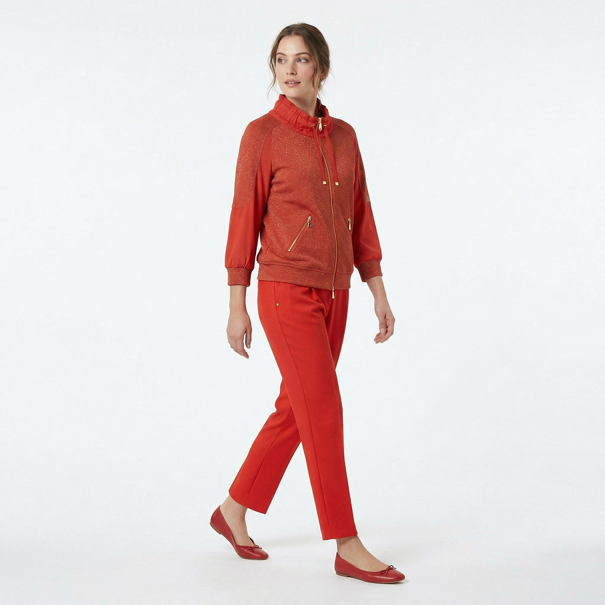 Orange Jacket Top and Silk Pants