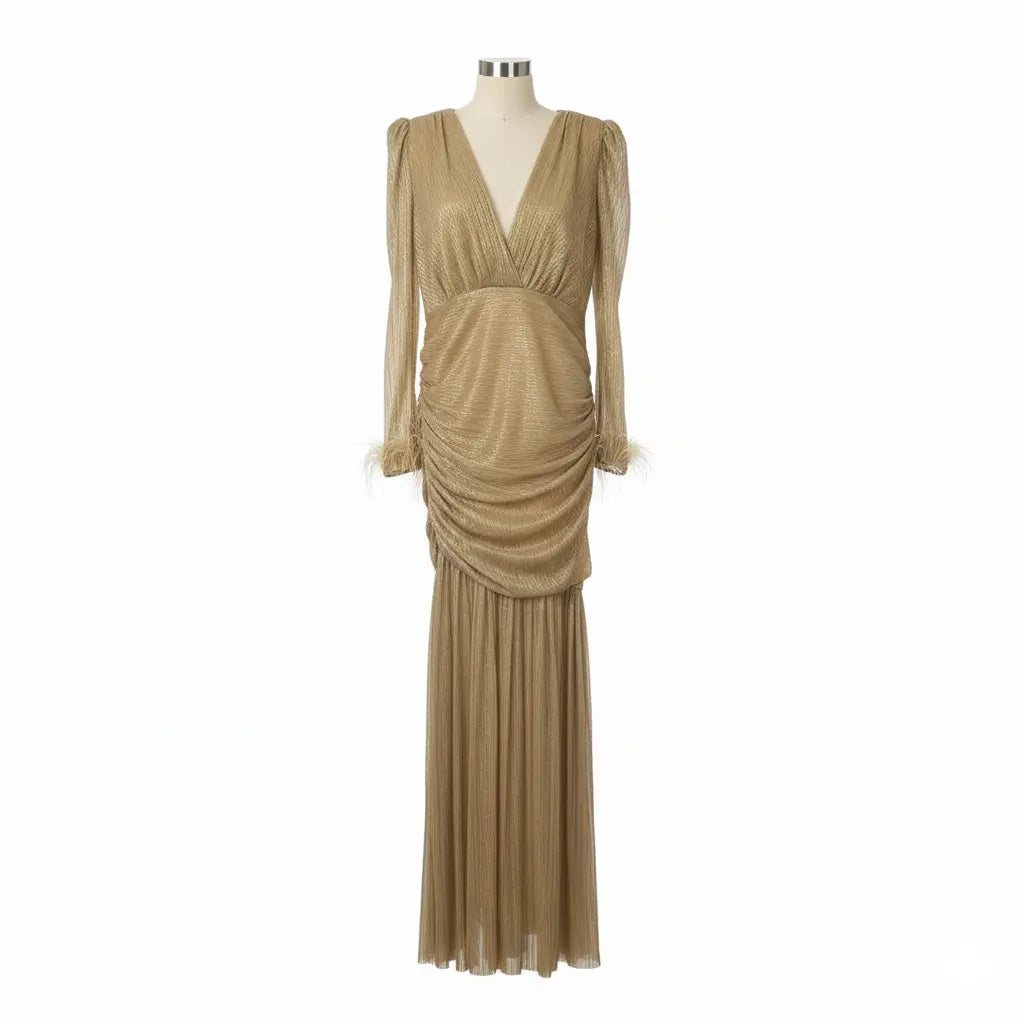 Long Gold Dress Marcella Acosta Couture Collection