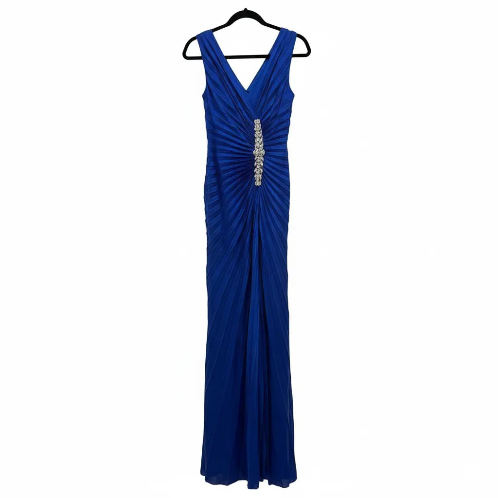 Long Blue Silk Gown Dress Marcella Acosta Couture Collection