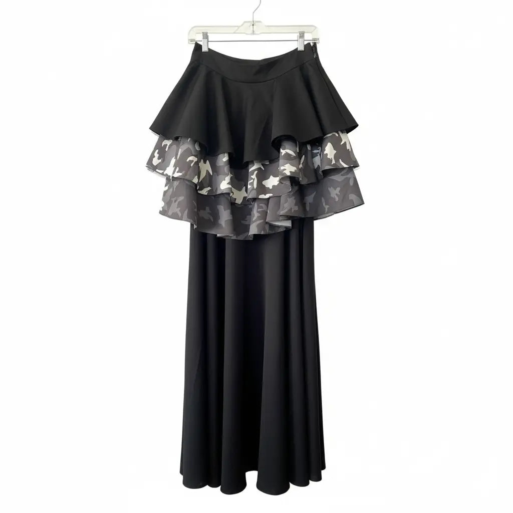 Long Black Skirt with Camouflage Marcella Acosta Couture Collection