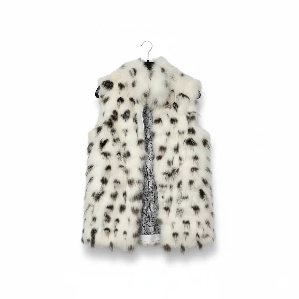 White and Black Lynx Real Fur Marcella Acosta Couture Collection