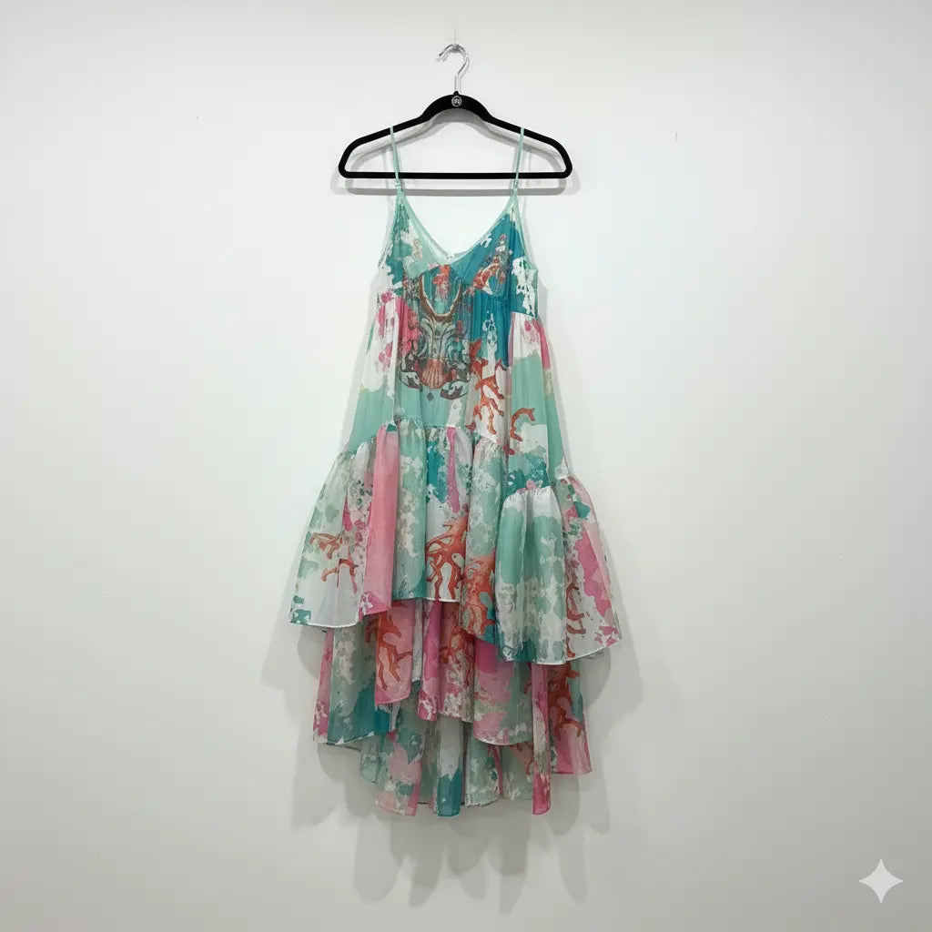 Pastel Colors Taffeta Silk Long Gown. Marcella Acosta Couture Collection