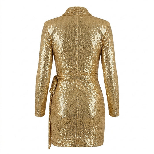 Golden Sequins Dress Stretch Size S, M, L