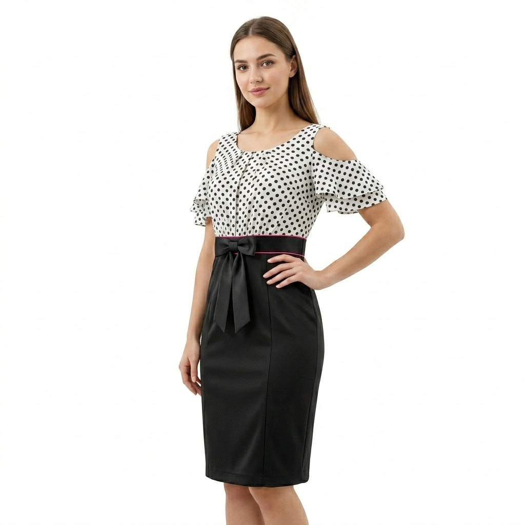 Black and Dots Tight Dress
