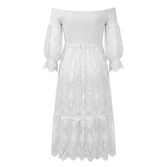 Long White Dress With Lace