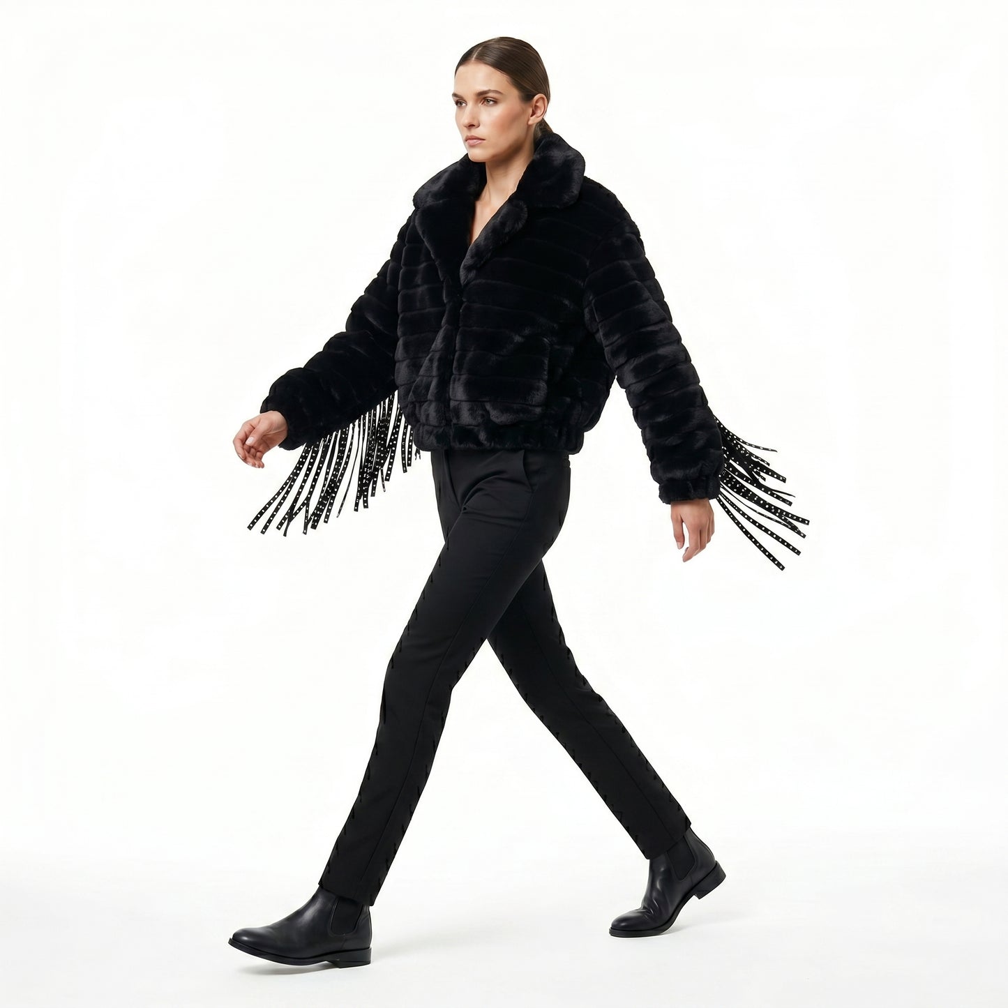 Faux Fox Fur Black Jacket