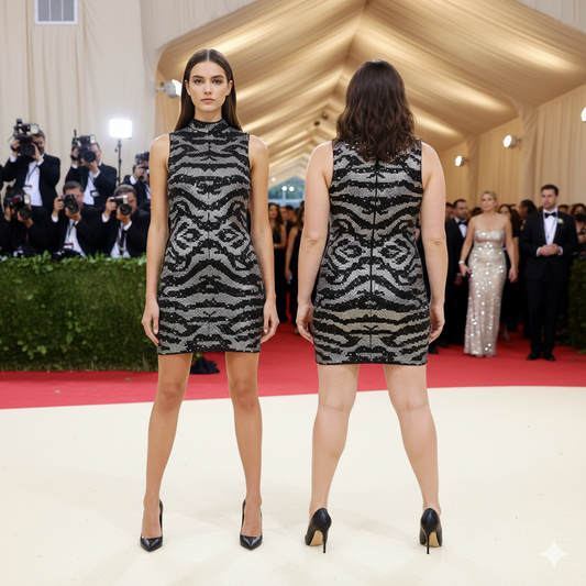 Marcella Acosta Black Transparent Dress with Stones Silver and Black