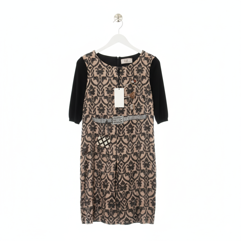 VDP Silk Black and Beige Dress