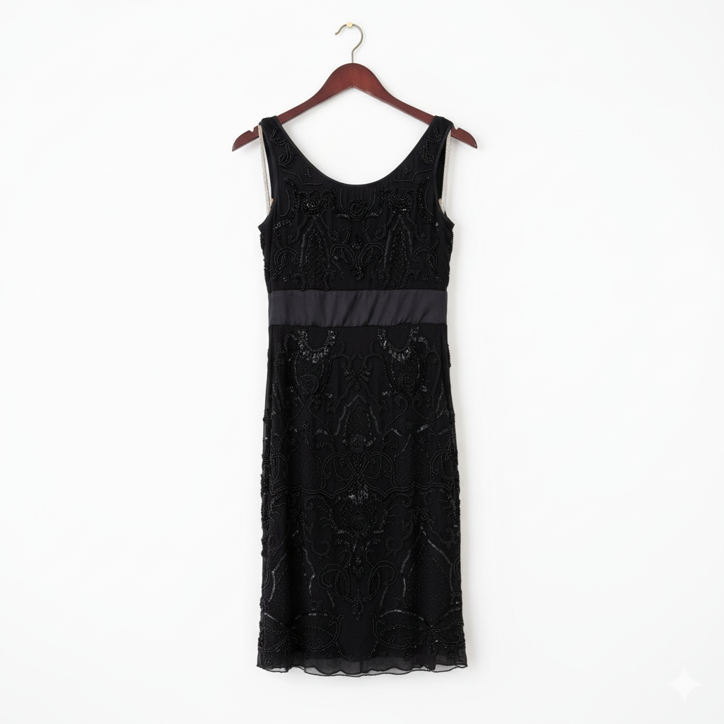 Jhon Galliano Black Embroidery Dress