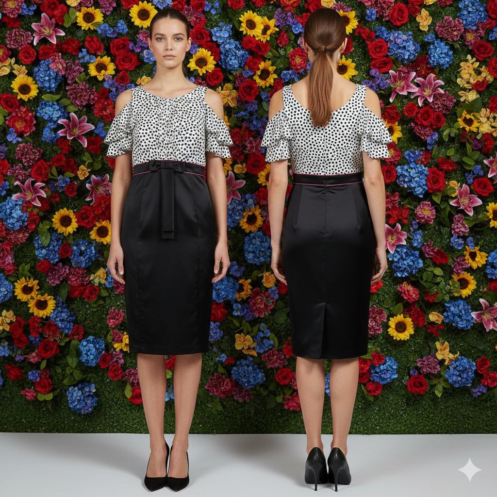 Daniela Drei Black and Dots Tight Dress