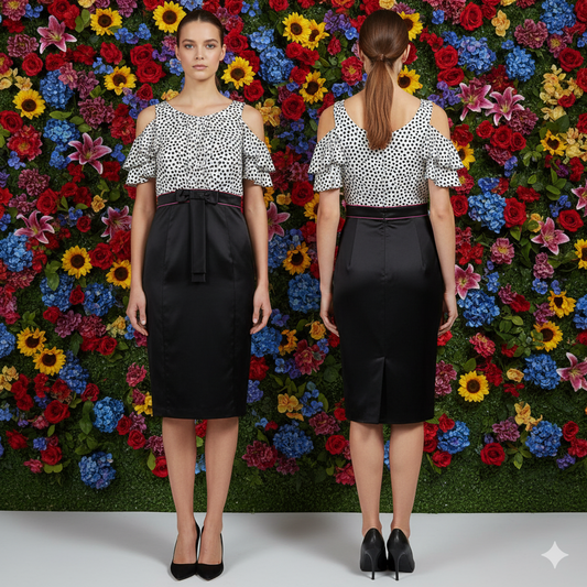 Daniela Drei Black and Dots Tight Dress