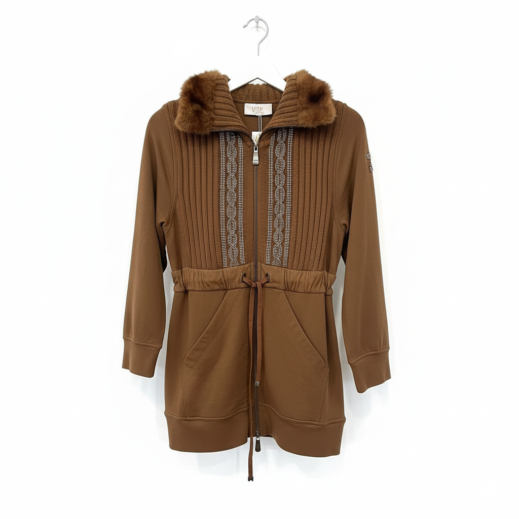VDP Jacket and Pants Brown With Swarovski and Mink Fur Neck