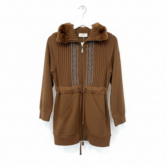 VDP Jacket and Pants Brown With Swarovski and Mink Fur Neck