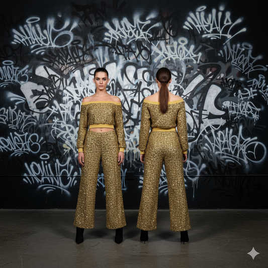 Marcella Acosta Golden Top and Pants Sequins
