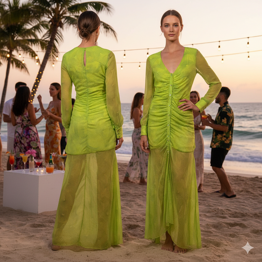 Les Bourdelles Long Silk Chiffon Dress