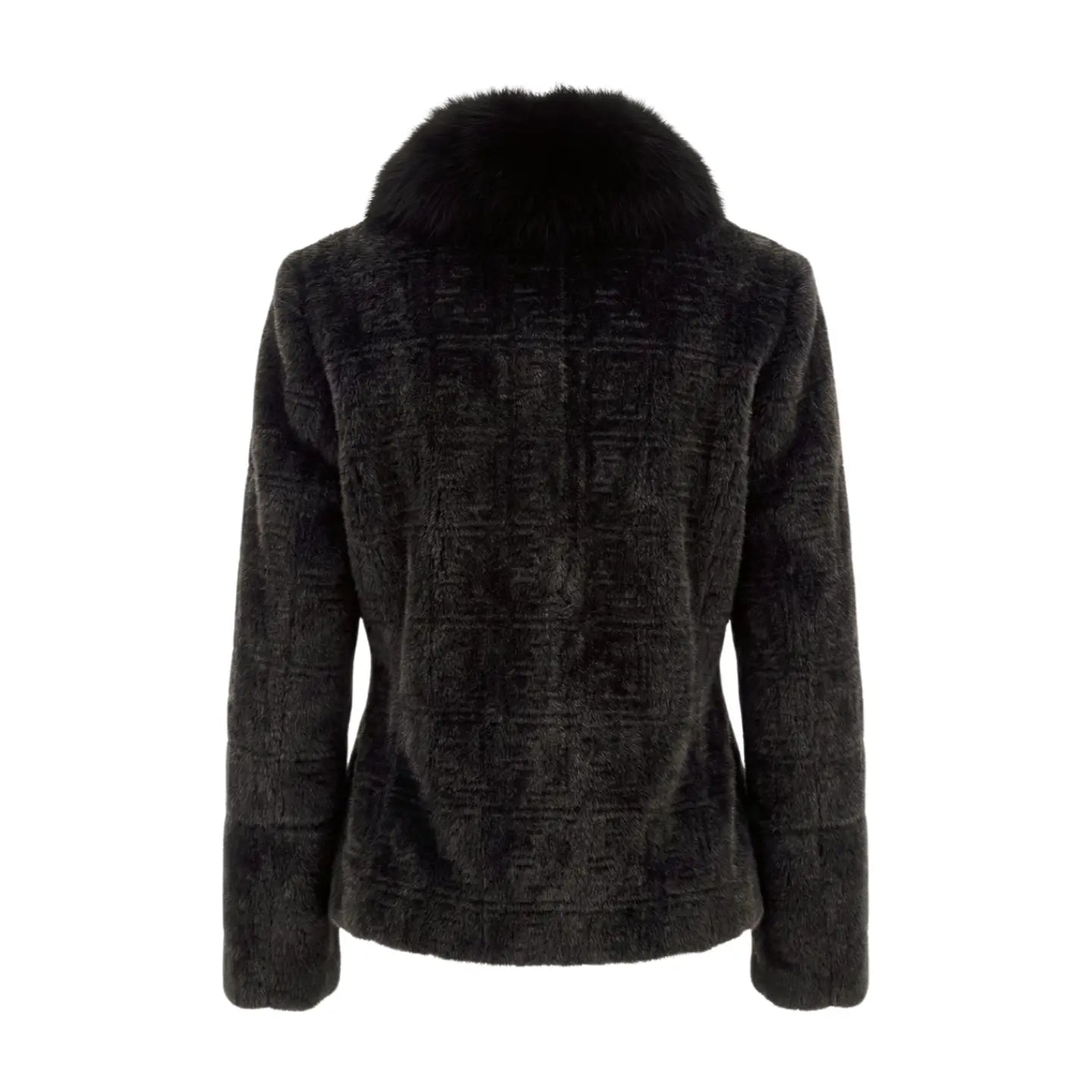 Alcantara and Fox Fur Jacket with Gold Buttons Marcella Acosta Couture Collection