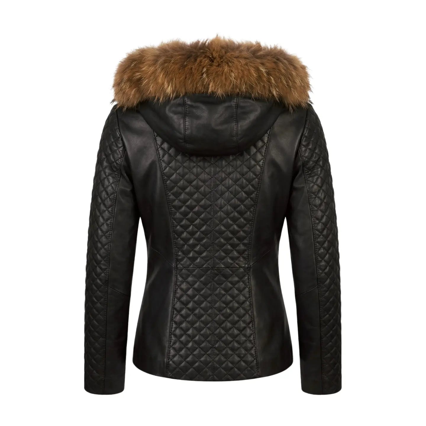Black Zipper Leather and Fox Jacket Marcella Acosta Couture Collection