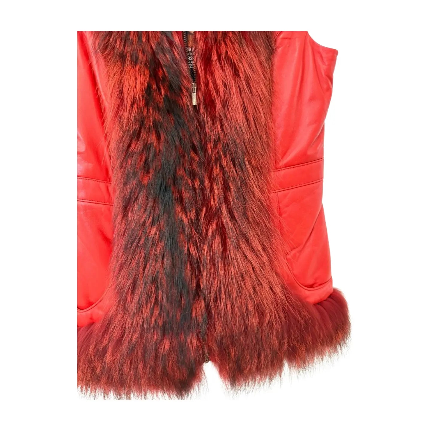 Red Fox and Leather Vest Marcella Acosta Couture Collection