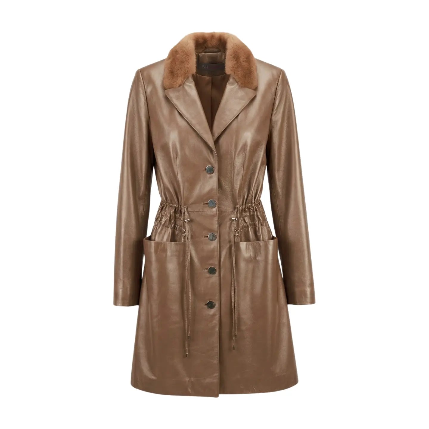 Beige  Leather and Mink Jacket Marcella Acosta Couture Collection