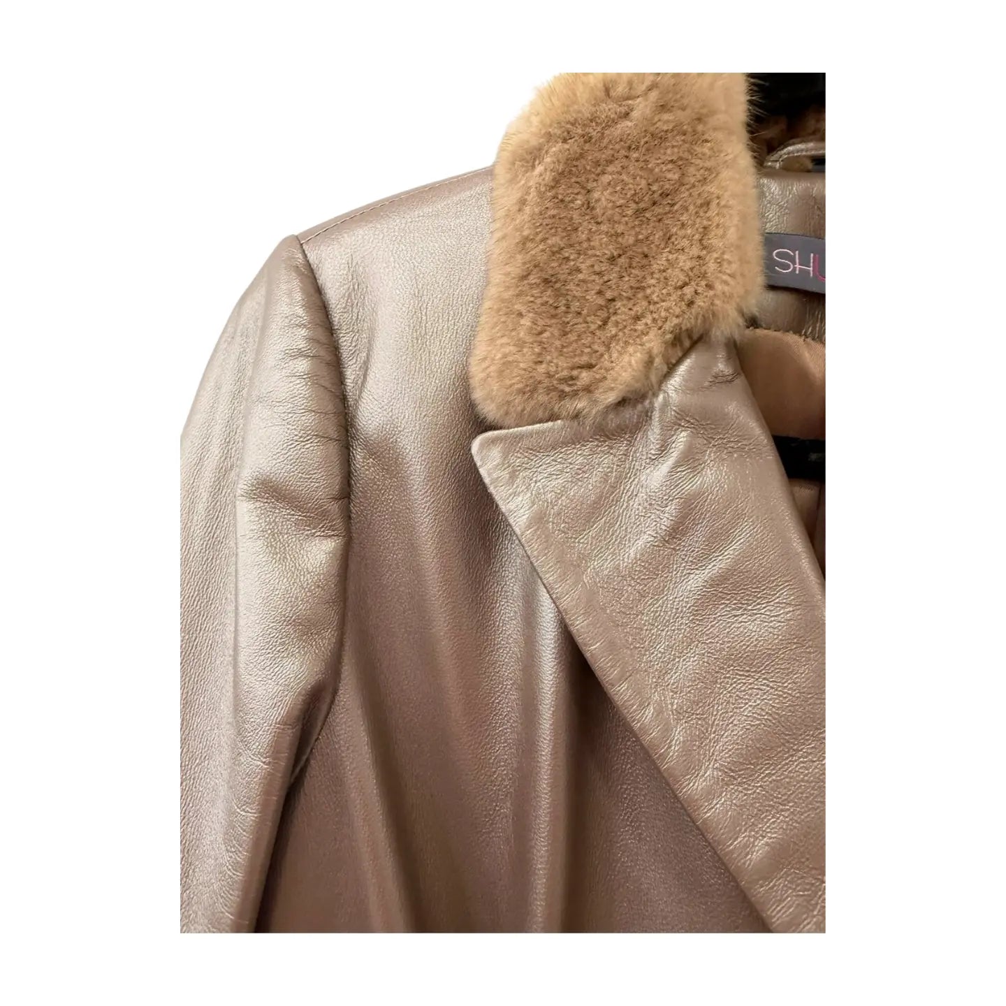 Beige  Leather and Mink Jacket Marcella Acosta Couture Collection