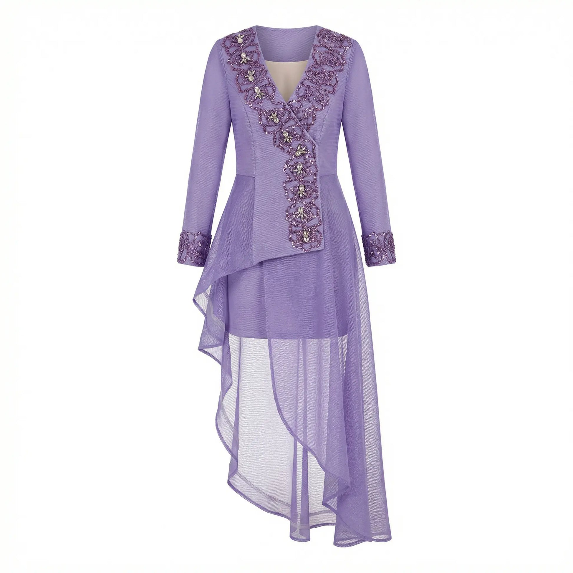 Purple Blazer Long Dress Marcella Acosta Couture Collection