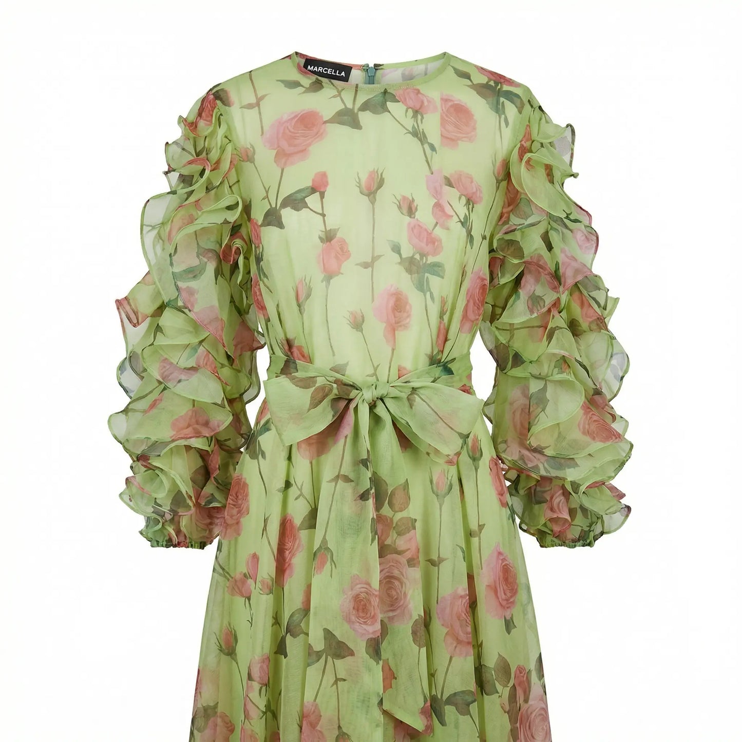 Green Flower Long Dress Marcella Acosta Couture Collection