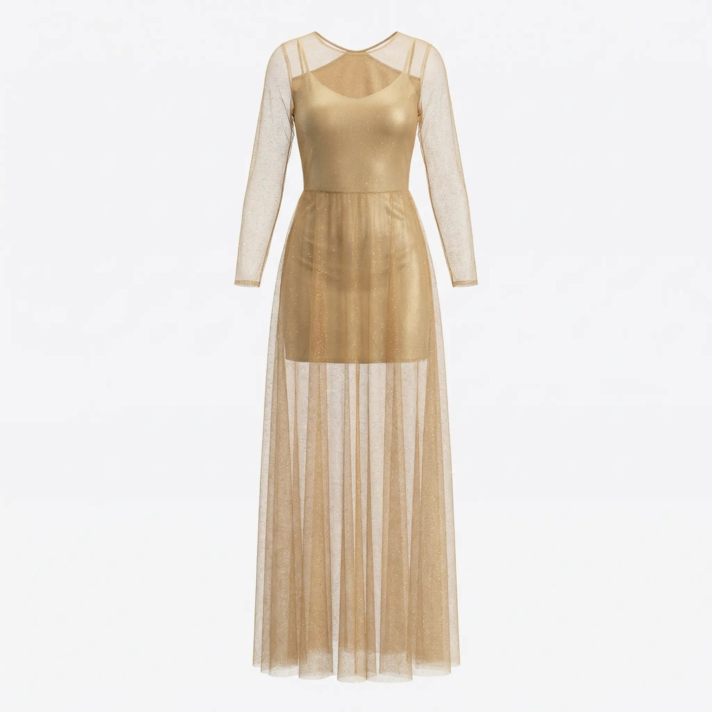 Gold Gown, Chiffon and Seda Shorts Marcella Acosta Couture Collection