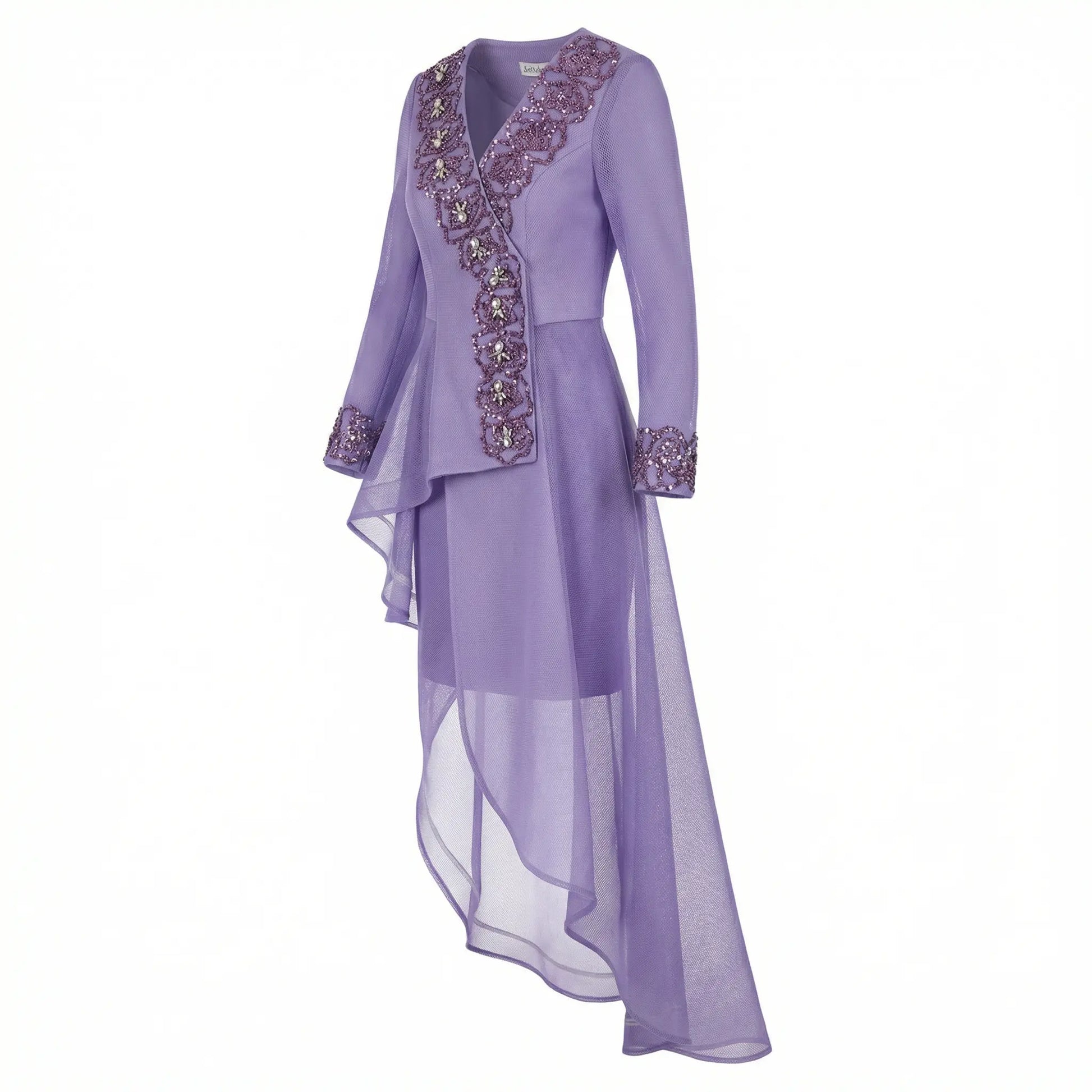 Purple Blazer Long Dress Marcella Acosta Couture Collection
