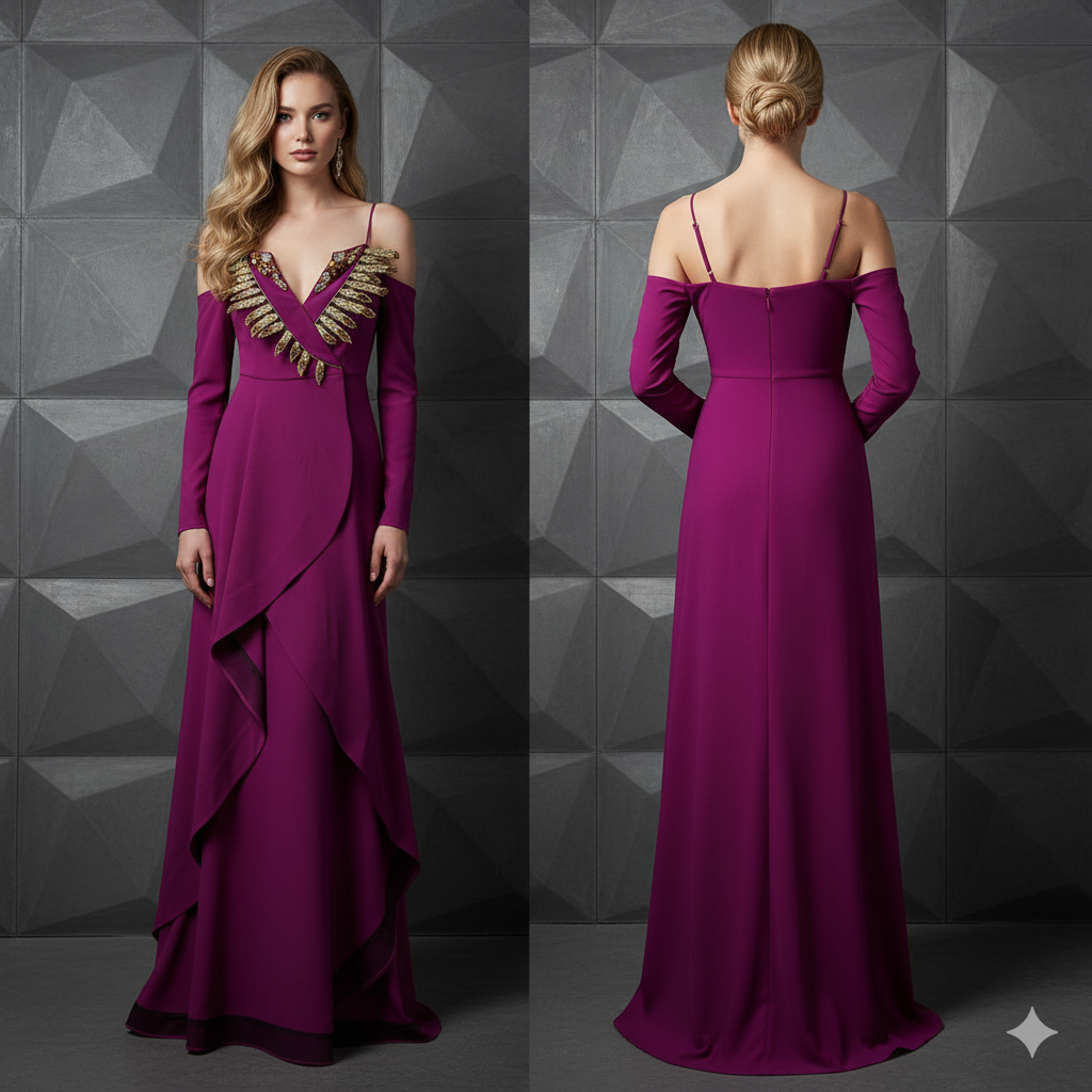 Sofia Senna Purple Dress with Swarovski crystals