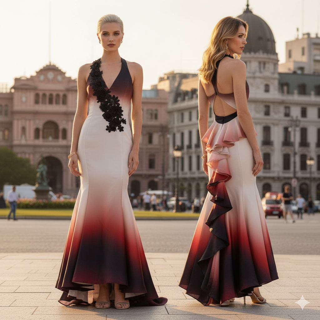 Marcella Acosta Genese Long Taffeta Gown Degrade.