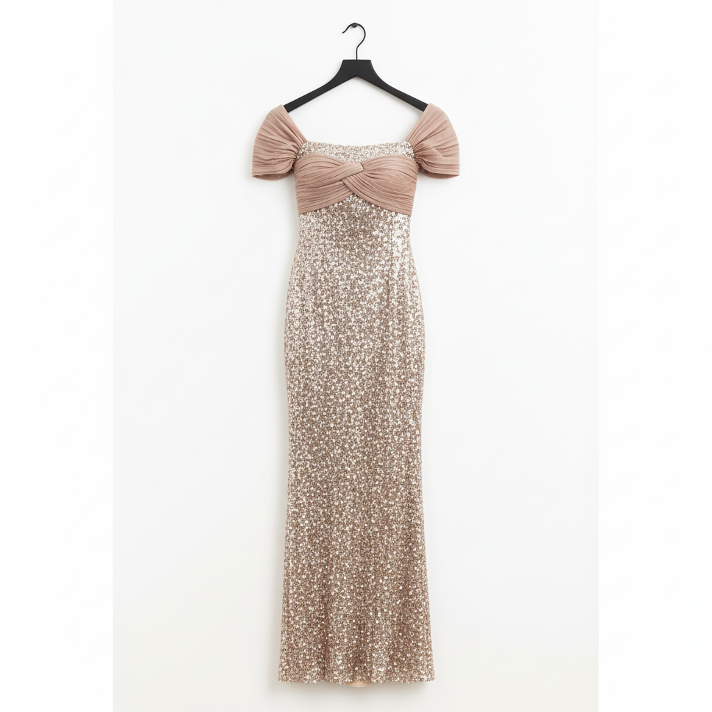 Fervente Sequence Stretch Long Rose Gown.