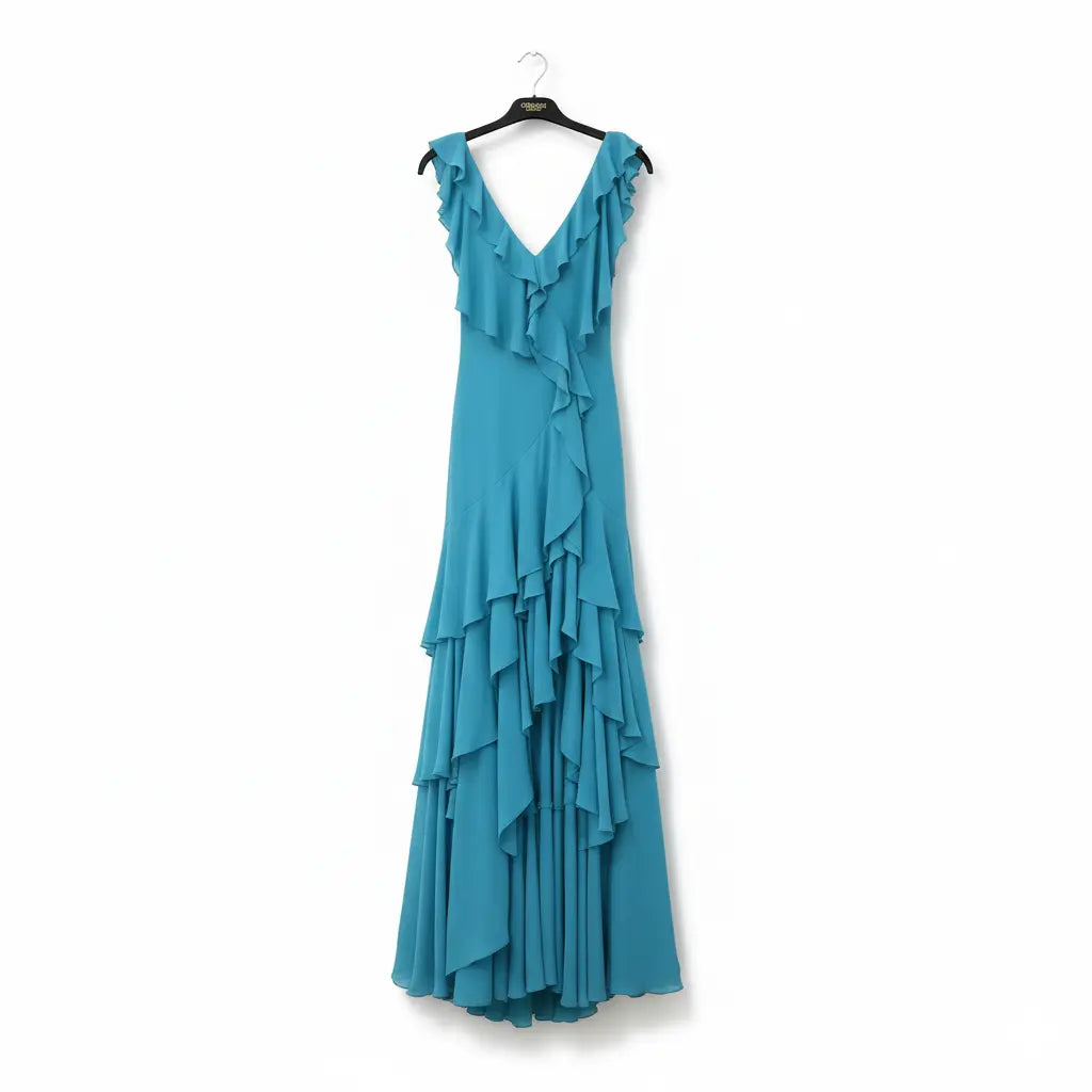 Gown, Blue Silk. Marcella Acosta Couture Collection