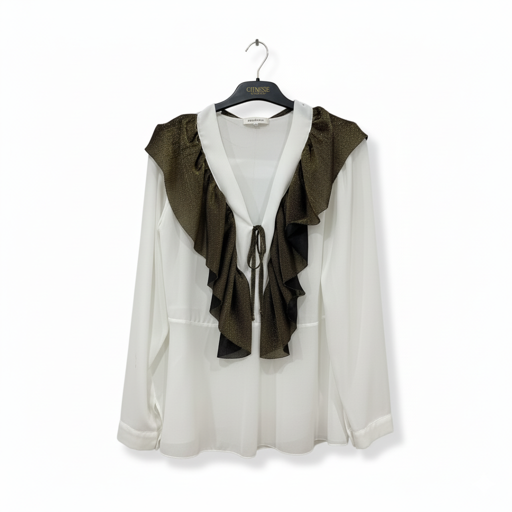 Tensione . White Top and Marcella Acosta Long Skirt with Jacket Leather Cape SET.